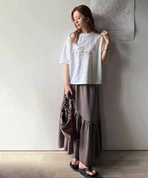 Java(ジャバ)の「《JaVaジャバコラボ》大胆ロゴで魅せる。前後2way裏毛胸元PAEANロゴ半袖Tシャツ(Tシャツ/カットソー・レディース・アイボリー/グレイッシュベージュ/ホワイト/オートミール/ネイビー/チャコール・MEDIUM/LARGE/X-LARGE/SMALL)」の21枚目の写真