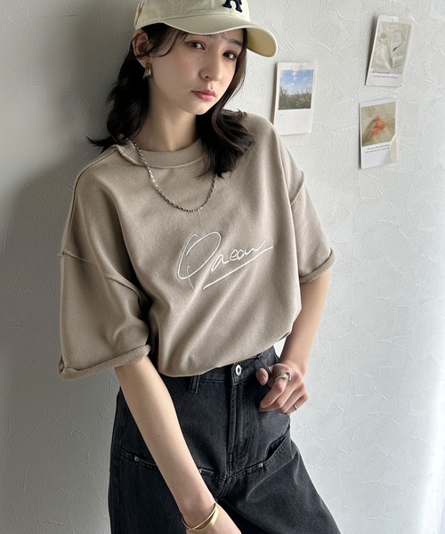 Java(ジャバ)の「《JaVaジャバコラボ》大胆ロゴで魅せる。前後2way裏毛胸元PAEANロゴ半袖Tシャツ(Tシャツ/カットソー・レディース・アイボリー/グレイッシュベージュ/ホワイト/オートミール/ネイビー/チャコール・MEDIUM/LARGE/X-LARGE/SMALL)」の15枚目の写真