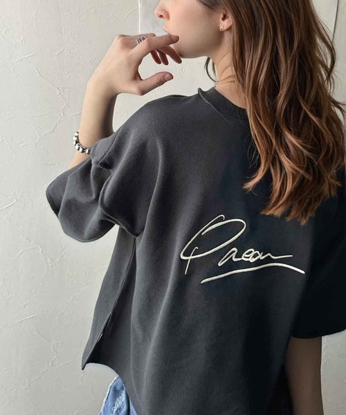 Java(ジャバ)の「《JaVaジャバコラボ》大胆ロゴで魅せる。前後2way裏毛胸元PAEANロゴ半袖Tシャツ(Tシャツ/カットソー・レディース・アイボリー/グレイッシュベージュ/ホワイト/オートミール/ネイビー/チャコール・MEDIUM/LARGE/X-LARGE/SMALL)」の10枚目の写真