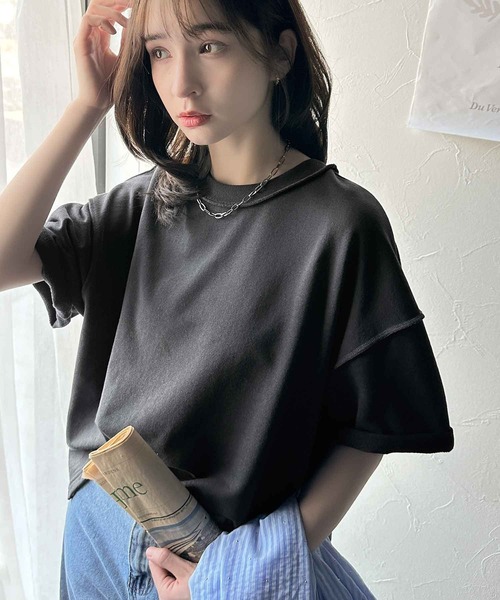 Java(ジャバ)の「《JaVaジャバコラボ》大胆ロゴで魅せる。前後2way裏毛胸元PAEANロゴ半袖Tシャツ(Tシャツ/カットソー・レディース・アイボリー/グレイッシュベージュ/ホワイト/オートミール/ネイビー/チャコール・MEDIUM/LARGE/X-LARGE/SMALL)」の12枚目の写真