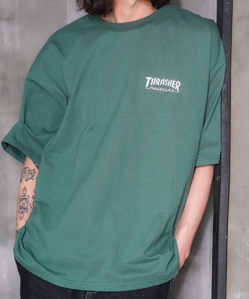 THRASHER(スラッシャー)の「HOMETOWN emb S/S T-SHIRTS/スラッシャーワンポイントマグロゴ半袖TシャツMAGLOGO(Tシャツ/カットソー・メンズ・ベージュ/ホワイト/ブラック/グリーン・LARGE/MEDIUM/X-LARGE)」の5枚目の写真