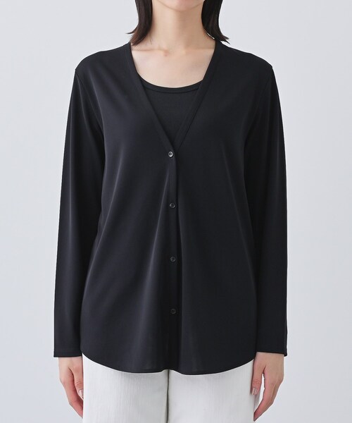 INDIVI（インディヴィ）の「【日本製／トリアセテート】ラウンドヘムカーディガン（カーディガン/ボレロ・レディース・ホワイト/ブラック・40/38/36/05/15 /13/19）」の12枚目の写真