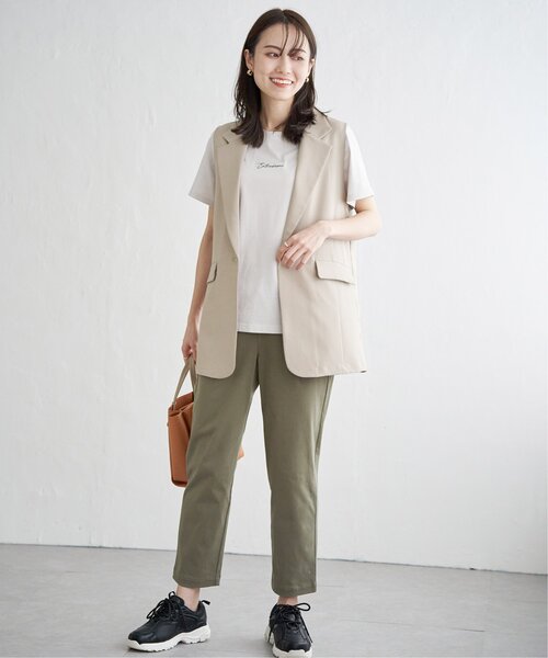 ikka（イッカ）の「リネンライクテーラードジレ（ベスト・レディース・ベージュ/ブラック・L/M/S）」の5枚目の写真