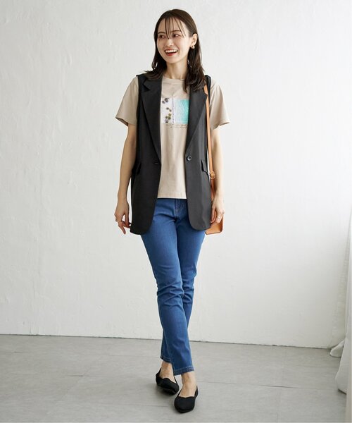 ikka（イッカ）の「リネンライクテーラードジレ（ベスト・レディース・ベージュ/ブラック・L/M/S）」の8枚目の写真