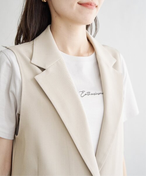 ikka（イッカ）の「リネンライクテーラードジレ（ベスト・レディース・ベージュ/ブラック・L/M/S）」の13枚目の写真