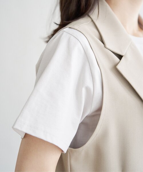 ikka（イッカ）の「リネンライクテーラードジレ（ベスト・レディース・ベージュ/ブラック・L/M/S）」の14枚目の写真