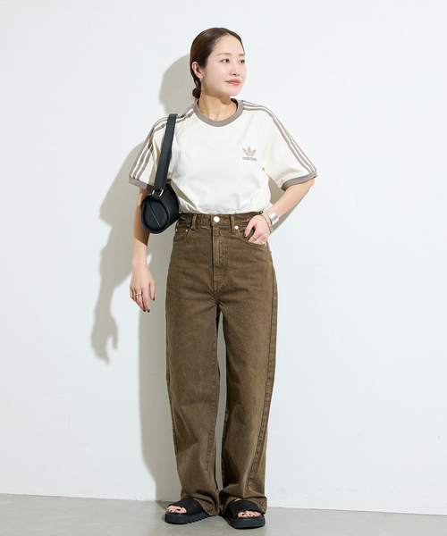 adidas（アディダス）の「【adidas originals】 3-STRIPES TEE：Tシャツ（Tシャツ/カットソー・レディース・サックスブルー/ホワイト/ベージュ・LARGE）」の5枚目の写真