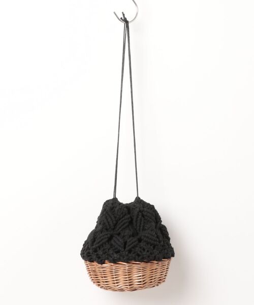 and it_（アンドイット）の「柳×紐編み巾着バッグ（かごバッグ・レディース・アイボリー/ブラック・FREE）」の2枚目の写真