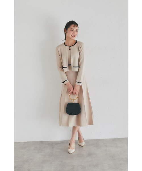 tocco closet（トッコ　クローゼット）の「プチリボン＆ビジュー付き配色ニットカーディガン（カーディガン/ボレロ・レディース・ベージュ/ブラック/オフホワイト・M）」の21枚目の写真