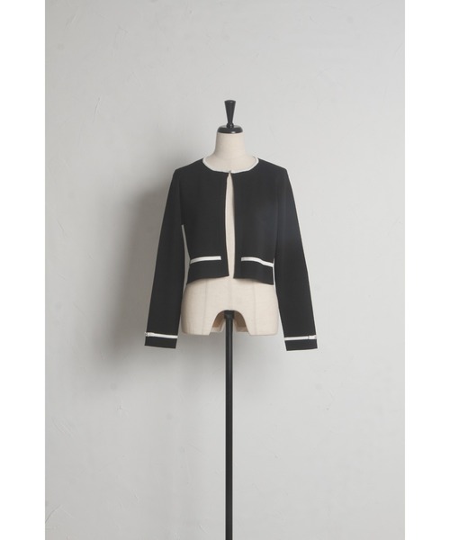 tocco closet（トッコ　クローゼット）の「プチリボン＆ビジュー付き配色ニットカーディガン（カーディガン/ボレロ・レディース・ベージュ/ブラック/オフホワイト・M）」の12枚目の写真