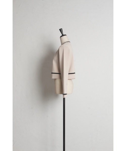 tocco closet（トッコ　クローゼット）の「プチリボン＆ビジュー付き配色ニットカーディガン（カーディガン/ボレロ・レディース・ベージュ/ブラック/オフホワイト・M）」の14枚目の写真