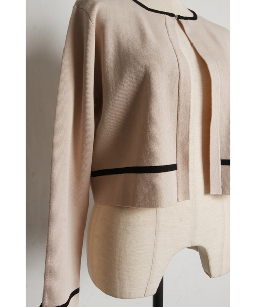 tocco closet（トッコ　クローゼット）の「プチリボン＆ビジュー付き配色ニットカーディガン（カーディガン/ボレロ・レディース・ベージュ/ブラック/オフホワイト・M）」の19枚目の写真