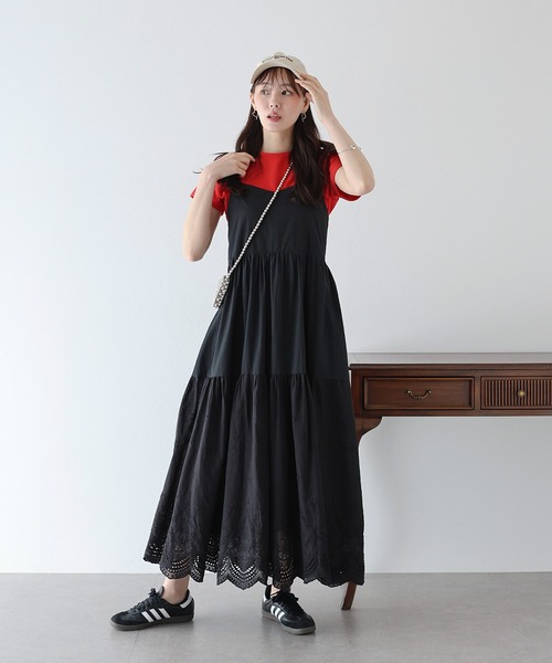 BLUEEAST（ブルーイースト）の「《お気に入り1.4万人突破！/ロング＆ショート選べる着丈》コットンレースキャミワンピース（ワンピース・レディース・ホワイト/ブラウン/ブラック/サックスブルー・MEDIUM/SHORT）」の22枚目の写真