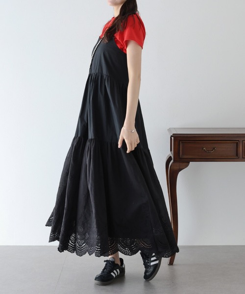 BLUEEAST（ブルーイースト）の「《お気に入り1.4万人突破！/ロング＆ショート選べる着丈》コットンレースキャミワンピース（ワンピース・レディース・ホワイト/ブラウン/ブラック/サックスブルー・MEDIUM/SHORT）」の20枚目の写真