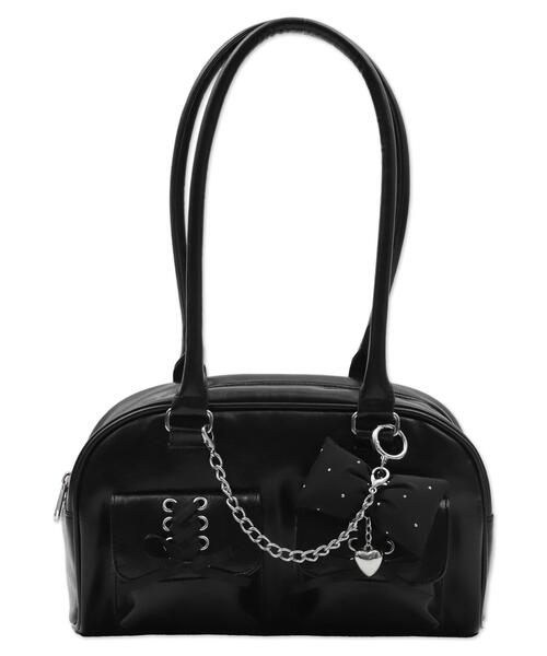 WEGO(ウィゴー)の「WEGO/レースアップボストンバッグ(ボストンバッグ・レディース・ブラック/ホワイト・FREE)」の10枚目の写真