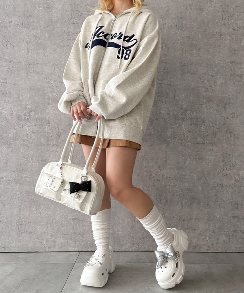 WEGO(ウィゴー)の「WEGO/レースアップボストンバッグ(ボストンバッグ・レディース・ブラック/ホワイト・FREE)」の3枚目の写真