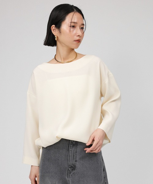 BABYLONE（バビロン）の「ボートネックTブラウス（シャツ/ブラウス・レディース・ブラック/ホワイト・フリー）」の7枚目の写真