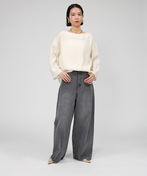 BABYLONE（バビロン）の「ボートネックTブラウス（シャツ/ブラウス・レディース・ブラック/ホワイト・フリー）」の11枚目の写真