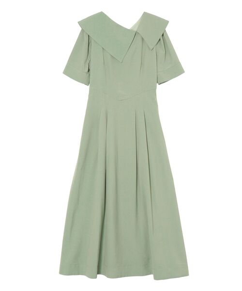 LAGUNAMOON(ラグナムーン)の「アシメカラーネックワンピース(ワンピース・レディース・チャコールグレー/アイボリー/グリーン・MEDIUM/SMALL)」の3枚目の写真