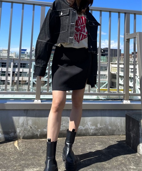 MODISH GAZE(モディシュガゼ)の「【MODISH GAZE】ハート ピグメントTシャツ(Tシャツ/カットソー・レディース・ネイビー/アイボリー・FREE)」の13枚目の写真