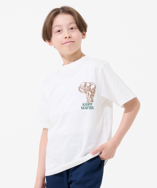 KRIFF MAYER（クリフメイヤー）の「【本体綿100％】ダジャレTシャツ(ザンゾウ)（Tシャツ/カットソー・キッズ・パープル/マスタード/ブラック/セージグリーン/グレー/オフホワイト・170/160/150/140/130/120）」の10枚目の写真
