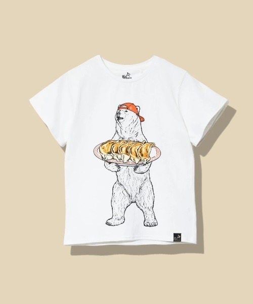 go slow caravan(ゴースローキャラバン)の「KIDS USA/C 餃子クマ TEE(Tシャツ/カットソー・キッズ・ホワイト/ブルー・120cm/100cm/140cm)」の2枚目の写真