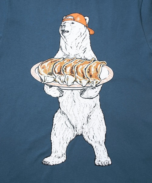 go slow caravan(ゴースローキャラバン)の「KIDS USA/C 餃子クマ TEE(Tシャツ/カットソー・キッズ・ホワイト/ブルー・120cm/100cm/140cm)」の5枚目の写真