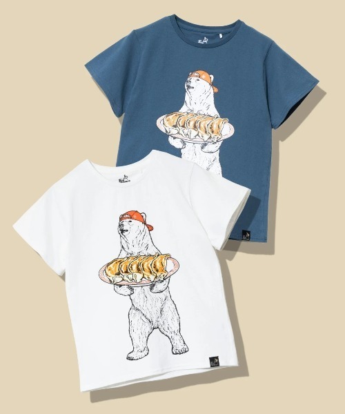 go slow caravan(ゴースローキャラバン)の「KIDS USA/C 餃子クマ TEE(Tシャツ/カットソー・キッズ・ホワイト/ブルー・120cm/100cm/140cm)」の13枚目の写真