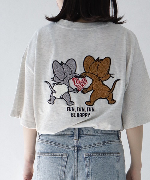 Tom＆Jerry（トムアンドジェリー）の「【Tom & Jerry/トム & ジェリー】サガラ刺繍ハーフスリーブTシャツ（Tシャツ/カットソー・メンズ・ネイビー/ブラック/ブルーグレー/オートミール・LL/L/M）」の3枚目の写真