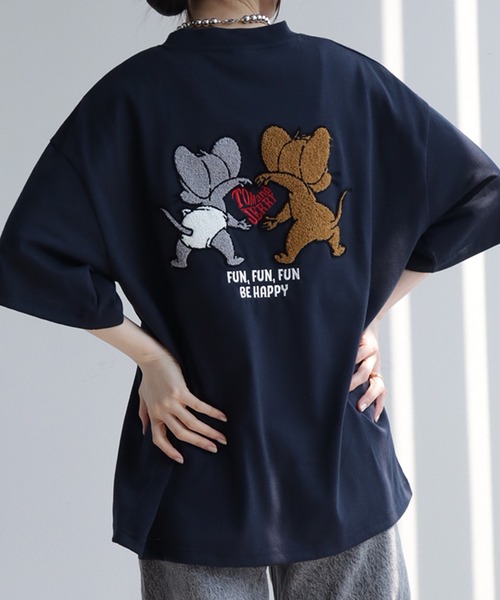 Tom＆Jerry（トムアンドジェリー）の「【Tom & Jerry/トム & ジェリー】サガラ刺繍ハーフスリーブTシャツ（Tシャツ/カットソー・メンズ・ネイビー/ブラック/ブルーグレー/オートミール・LL/L/M）」の4枚目の写真