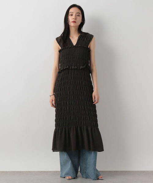 LOWRYS FARM(ローリーズファーム)の「シャーリングIラインワンピース 292365(ワンピース・レディース・ブラック系その他/アイボリー/ブラック・FREE)」の13枚目の写真