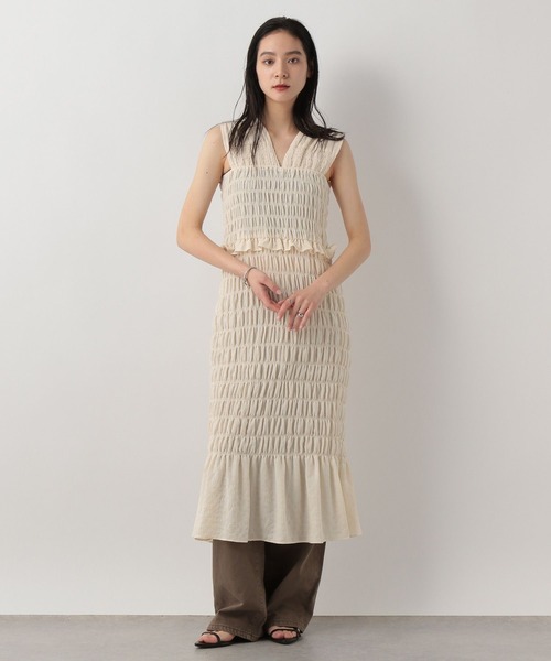 LOWRYS FARM(ローリーズファーム)の「シャーリングIラインワンピース 292365(ワンピース・レディース・ブラック系その他/アイボリー/ブラック・FREE)」の11枚目の写真