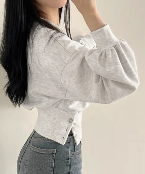 Miniministore(ミニミニストア)の「スウェット風トップス薄手トレーナー着やせ(スウェット・レディース・ダークグレー/ライトグレー・FREE)」の4枚目の写真