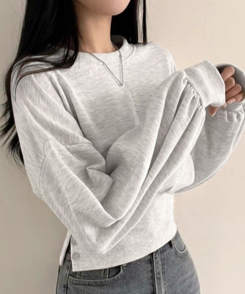 Miniministore(ミニミニストア)の「スウェット風トップス薄手トレーナー着やせ(スウェット・レディース・ダークグレー/ライトグレー・FREE)」の5枚目の写真