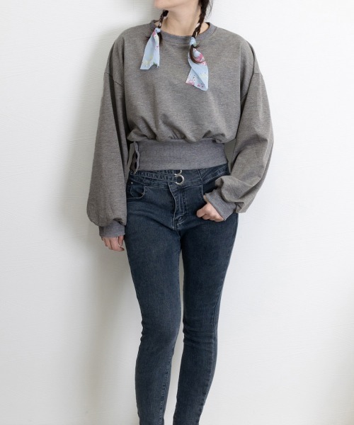 Miniministore(ミニミニストア)の「スウェット風トップス薄手トレーナー着やせ(スウェット・レディース・ダークグレー/ライトグレー・FREE)」の7枚目の写真