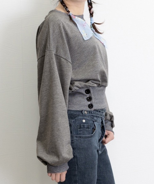 Miniministore(ミニミニストア)の「スウェット風トップス薄手トレーナー着やせ(スウェット・レディース・ダークグレー/ライトグレー・FREE)」の8枚目の写真