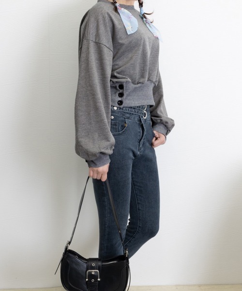 Miniministore(ミニミニストア)の「スウェット風トップス薄手トレーナー着やせ(スウェット・レディース・ダークグレー/ライトグレー・FREE)」の13枚目の写真