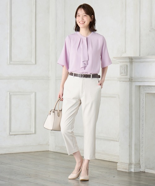 Honeys(ハニーズ)の「5分袖ボウタイブラウス(シャツ/ブラウス・レディース・ネイビー系/イエロー系その他/ネイビー/ホワイト系その他/ピンク/ホワイト/ベージュ系その他・3L/L/LL/M/S)」の14枚目の写真