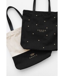 美品 TOCCA トッカ 黒 トートバッグ 軽量 大容量 A4 パソコン バッグ TOCCA 【A4サイズ対応】PRECIOUS WAVES BAG WITH POUCH ポーチ