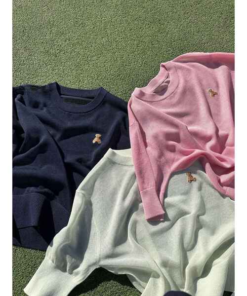 POLO BCS(ポロ ビーシーエス)の「【POLO BCSコラボ】シアーベアニットプルオーバー(Tシャツ/カットソー・レディース・ネイビー/アイボリー/ライトグリーン/ピンク・FREE)」の7枚目の写真
