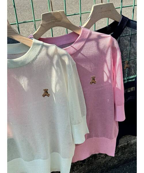 POLO BCS(ポロ ビーシーエス)の「【POLO BCSコラボ】シアーベアニットプルオーバー(Tシャツ/カットソー・レディース・ネイビー/アイボリー/ライトグリーン/ピンク・FREE)」の8枚目の写真