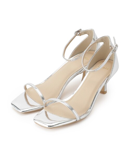 couture brooch(クチュールブローチ)の「メタリックヒールサンダル(サンダル・レディース・ブラック/シルバー/シルバー系その他・35/45)」の1枚目の写真