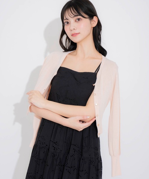 NOELA（ノエラ）の「ベーシックニットカーデ（カーディガン/ボレロ・レディース・イエロー/ネイビー/ピンク/ブラック/オフホワイト・フリー）」の5枚目の写真