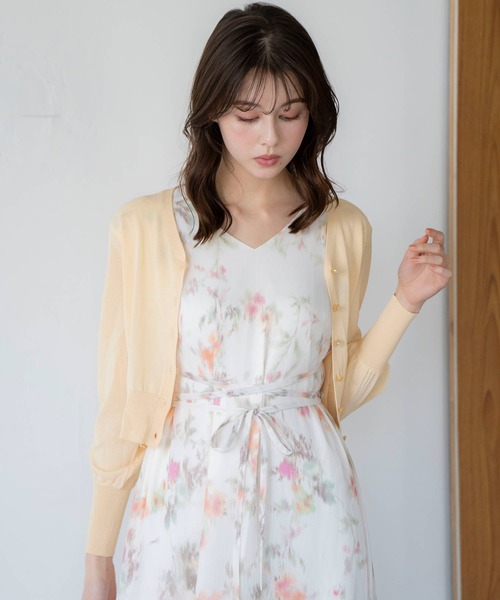 NOELA（ノエラ）の「ベーシックニットカーデ（カーディガン/ボレロ・レディース・イエロー/ネイビー/ピンク/ブラック/オフホワイト・フリー）」の4枚目の写真