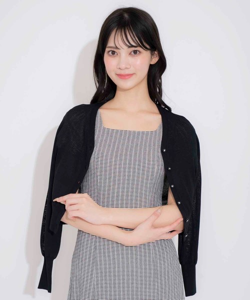 NOELA（ノエラ）の「ベーシックニットカーデ（カーディガン/ボレロ・レディース・イエロー/ネイビー/ピンク/ブラック/オフホワイト・フリー）」の3枚目の写真