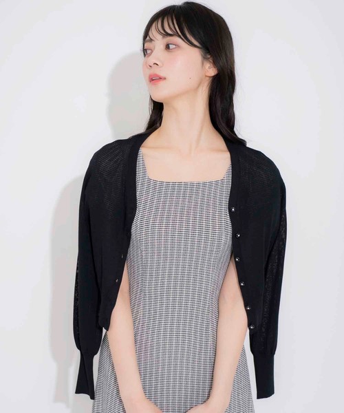 NOELA（ノエラ）の「ベーシックニットカーデ（カーディガン/ボレロ・レディース・イエロー/ネイビー/ピンク/ブラック/オフホワイト・フリー）」の12枚目の写真