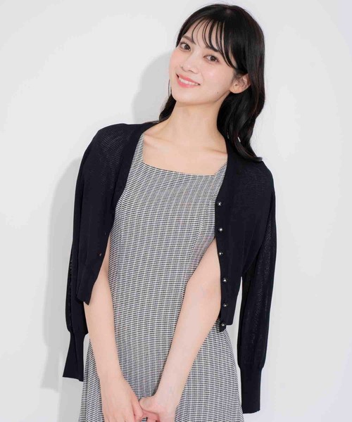 NOELA（ノエラ）の「ベーシックニットカーデ（カーディガン/ボレロ・レディース・イエロー/ネイビー/ピンク/ブラック/オフホワイト・フリー）」の13枚目の写真