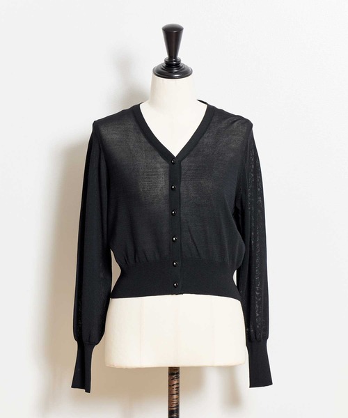 NOELA（ノエラ）の「ベーシックニットカーデ（カーディガン/ボレロ・レディース・イエロー/ネイビー/ピンク/ブラック/オフホワイト・フリー）」の9枚目の写真