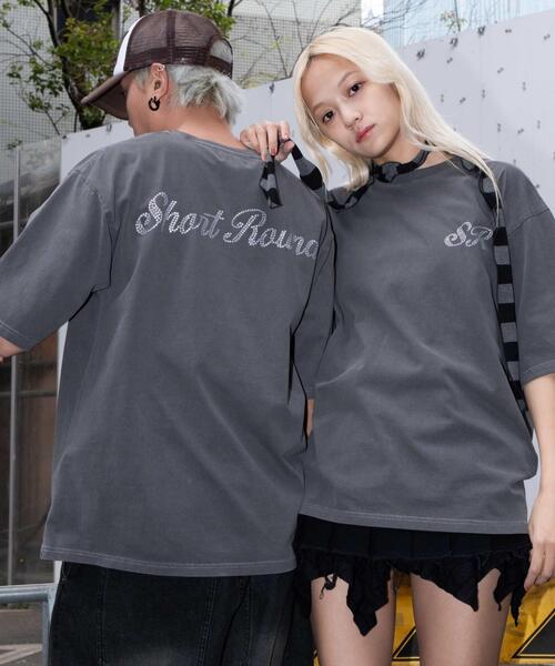 SHORT ROUND(ショートラウンド)の「SHORT ROUND/ピグメントラメプリントT(Tシャツ/カットソー・メンズ・スミクロ・MEDIUM/LARGE)」の1枚目の写真