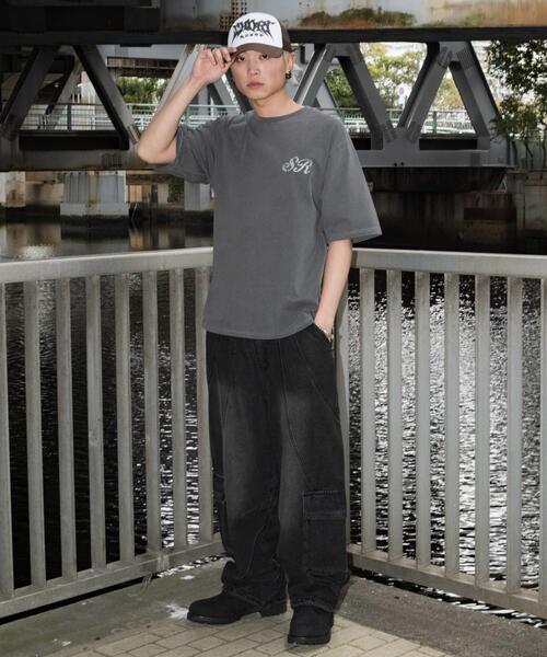 SHORT ROUND(ショートラウンド)の「SHORT ROUND/ピグメントラメプリントT(Tシャツ/カットソー・メンズ・スミクロ・MEDIUM/LARGE)」の7枚目の写真